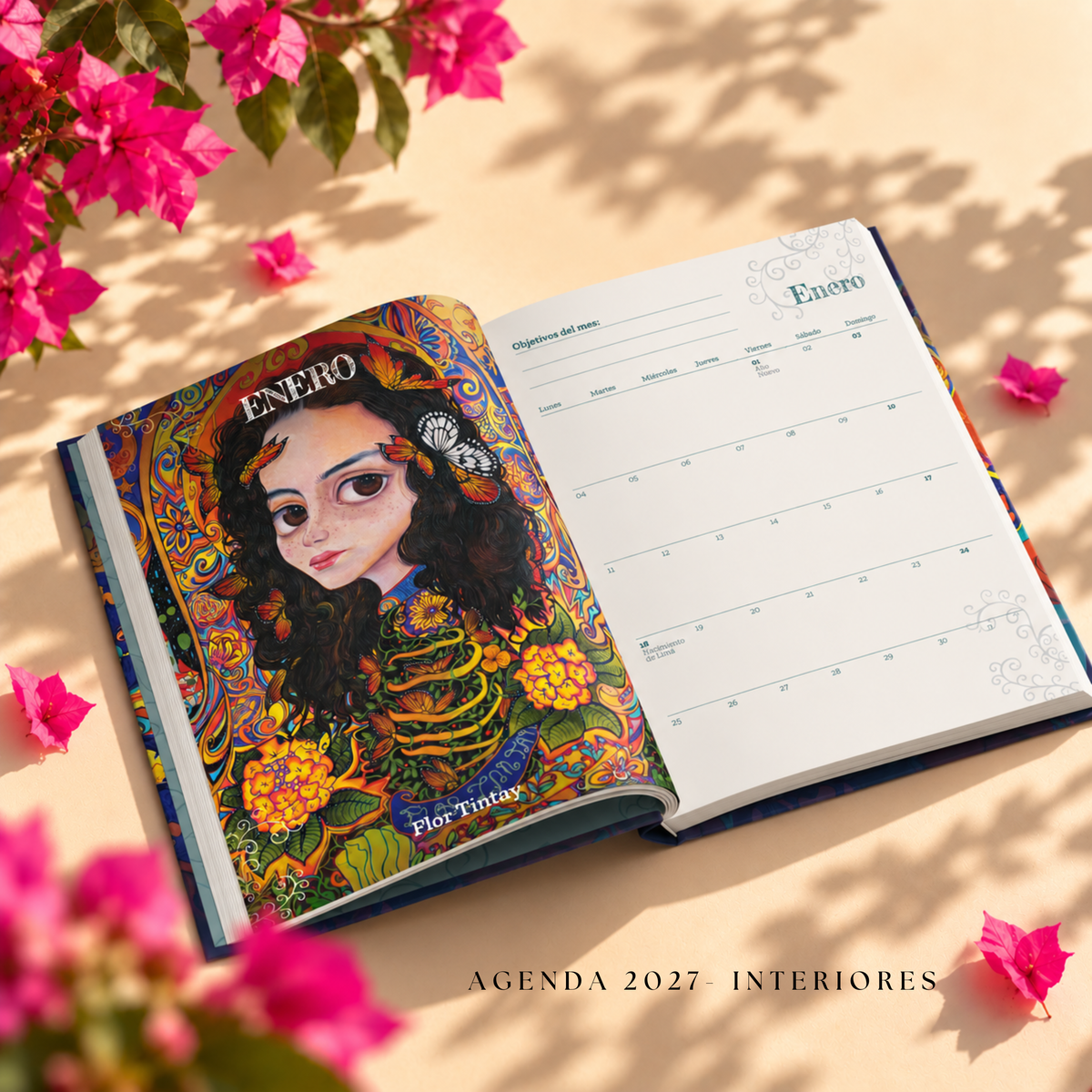 DÚO PREMIUN  AGENDA 2027 + PLANNER - PARAISO DE COLORES JOAN ALFARO