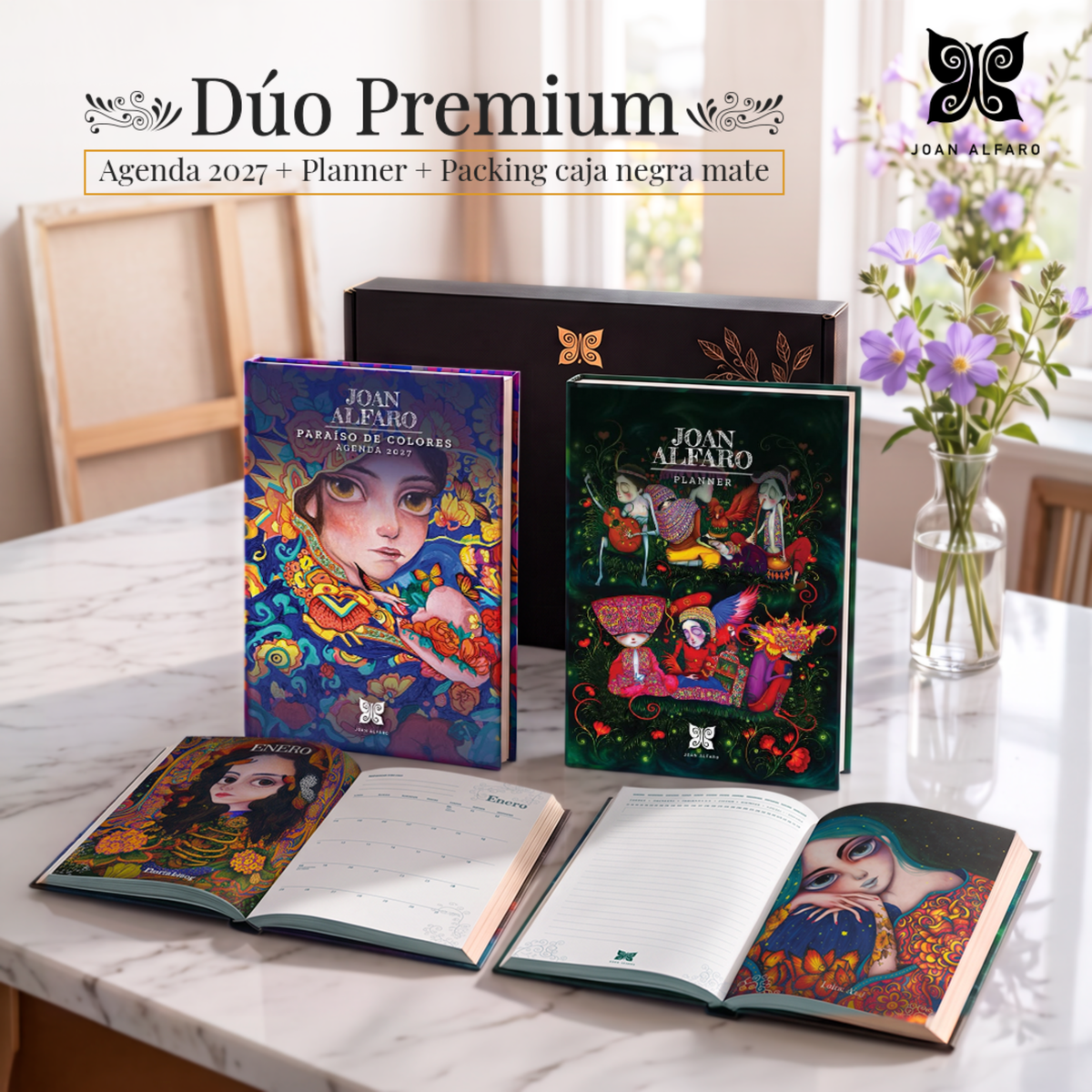 DÚO PREMIUN  AGENDA 2027 + PLANNER - PARAISO DE COLORES JOAN ALFARO
