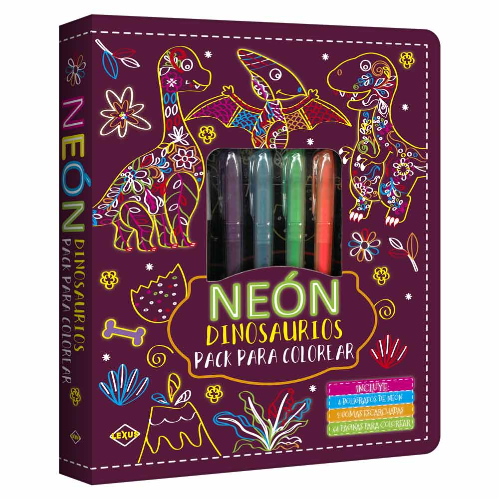 Neón Dinosaurios pack para Colorear