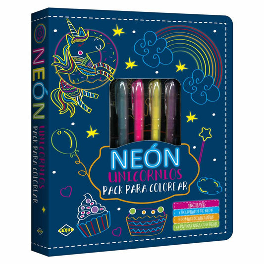 Neón Unicornios pack para Colorear