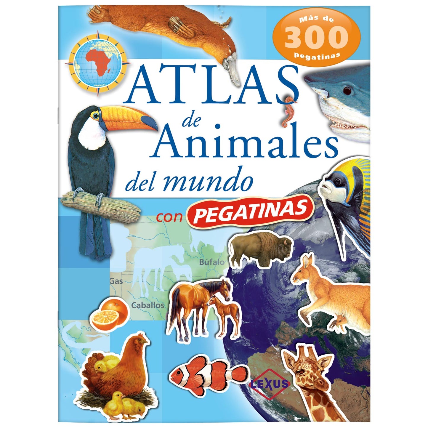 Atlas de Animales del Mundo con Pegatinas